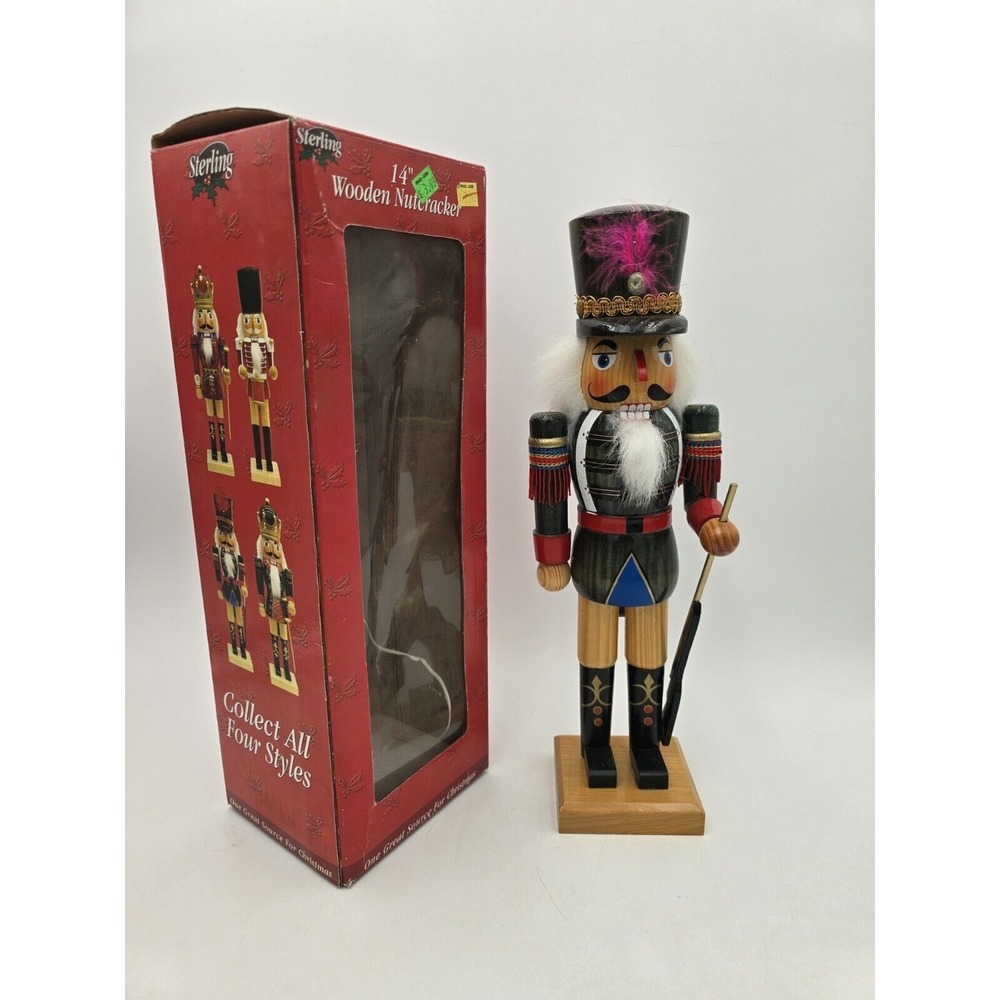 Vintage 14" Wooden Nutcracker Sterling‎ Christmas Holiday Decor